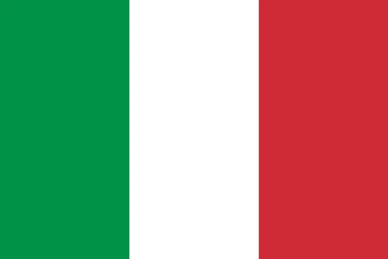 De vlag van Italië met verticale strepen in de kleuren groen, wit en rood.